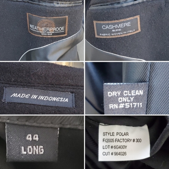 Vintage y2k Weatherproof Polar Black Cashmere Blend Preppy Trench Coat 44 Long - Picture 5 of 6